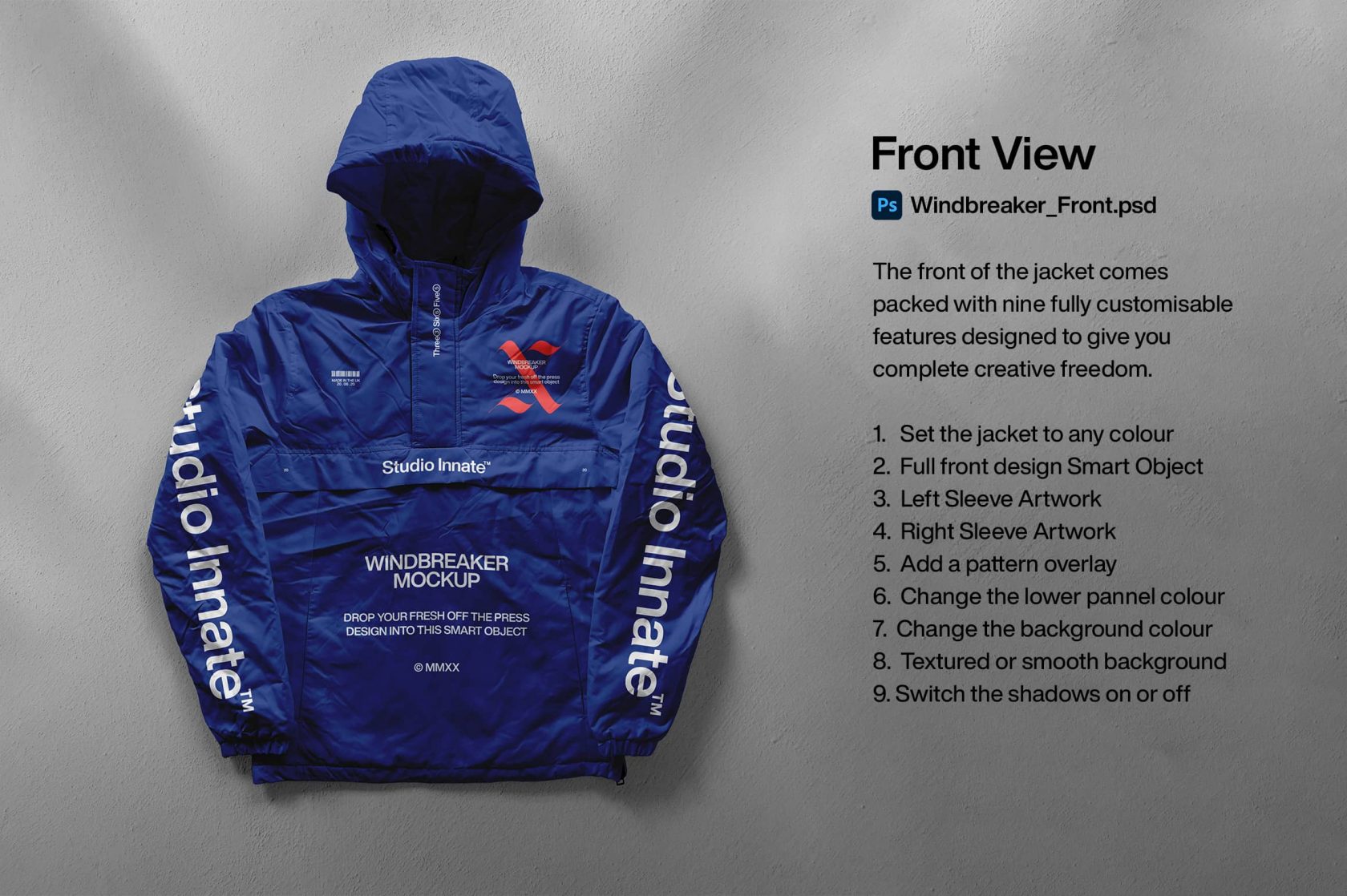 Premium Windbreaker Mockup | Windbreaker PSD | Studio Innate