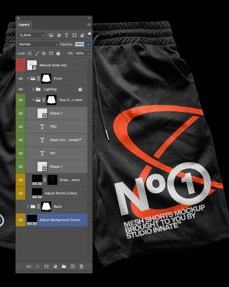 Mesh short PSD mockup