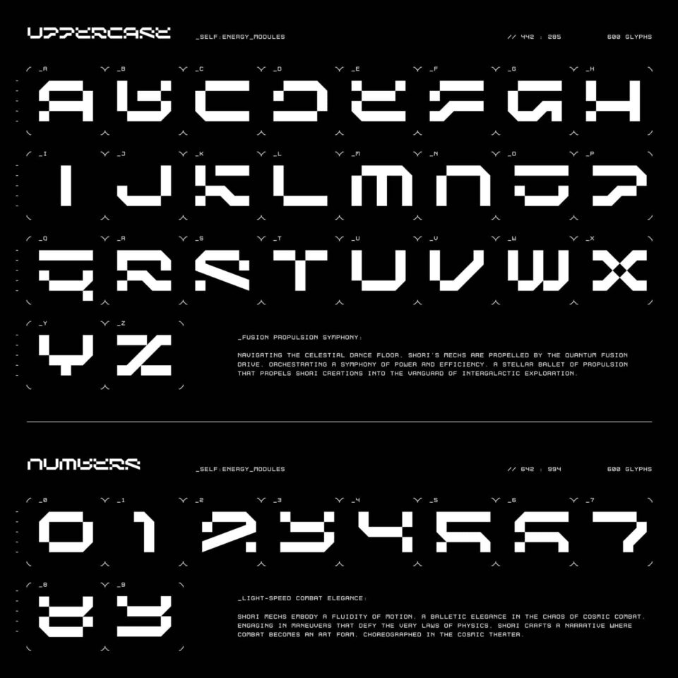 Shori Typeface: Precision Mech-Inspired Font Design