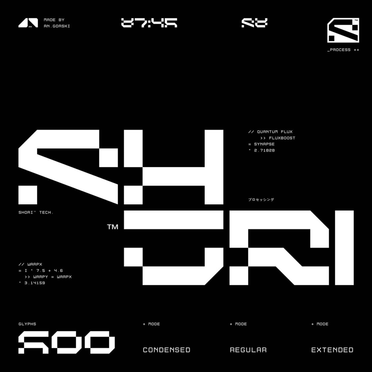 Shori Typeface: Precision Mech-Inspired Font Design