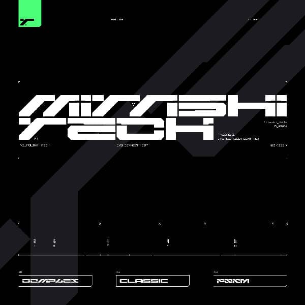 Mitashi Tech Font internal cutouts