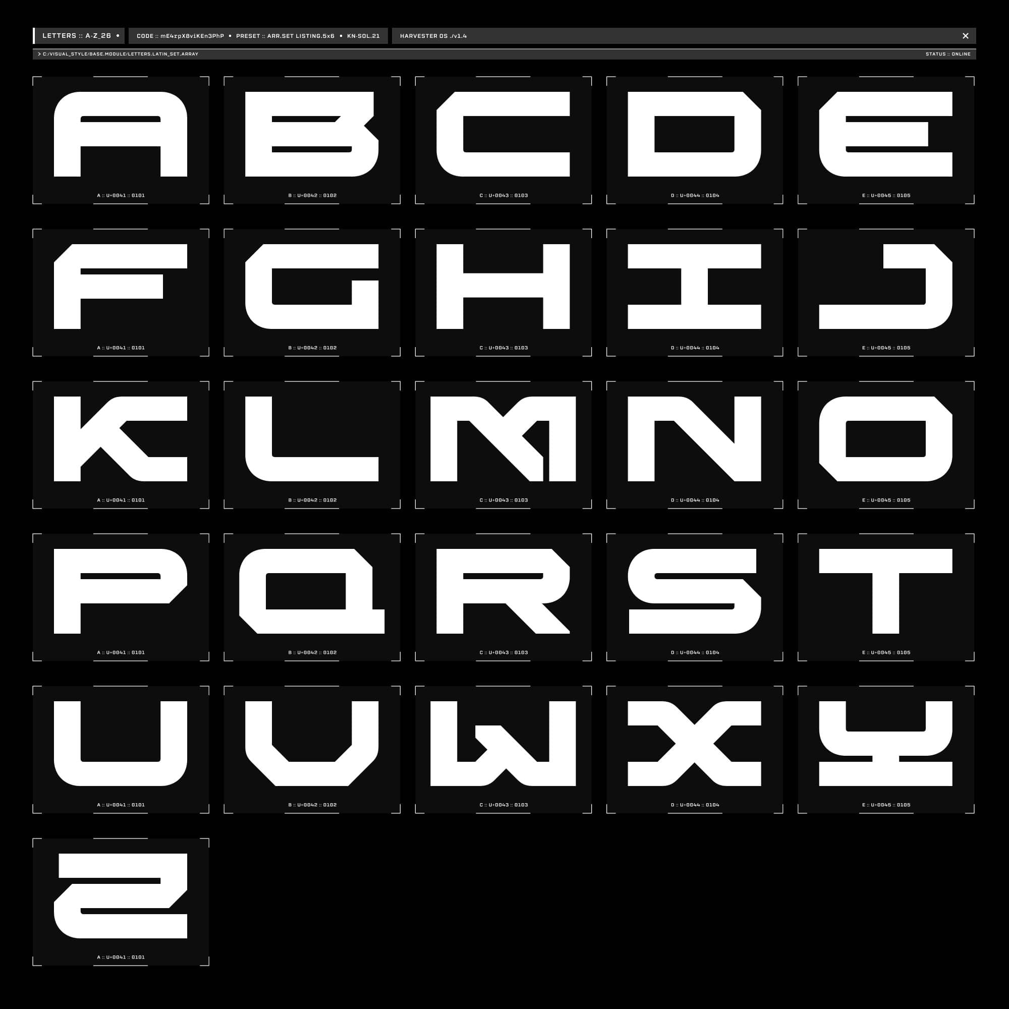 KN-27 Cyberpunk Font Glyph Set