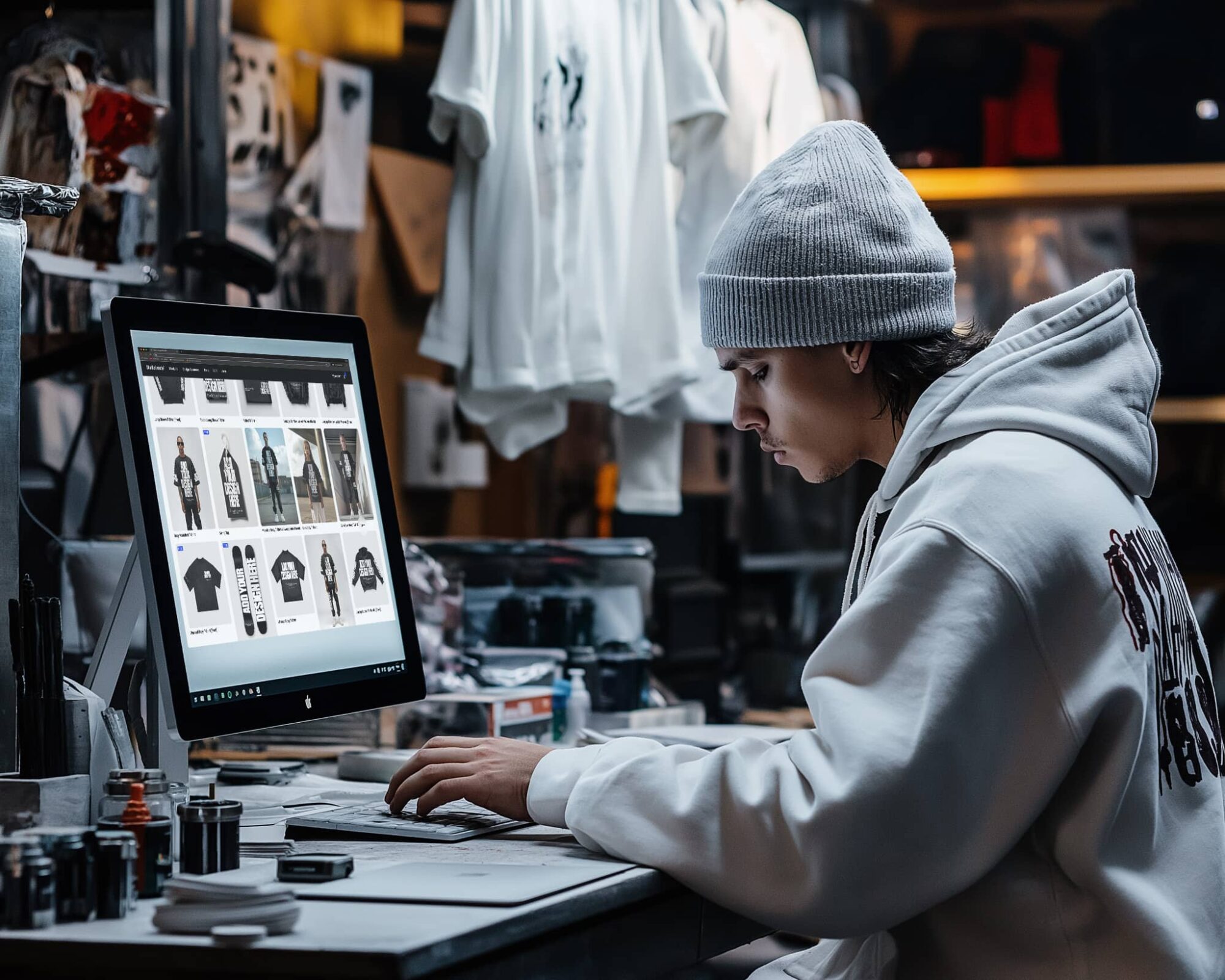 Mockup Generator with Diverse Product Selection – Apparel, Accessories, and More. Our mockup generator includes a wide range of products, from t-shirts and shorts to skateboards and hats, letting you customise and preview designs instantly.