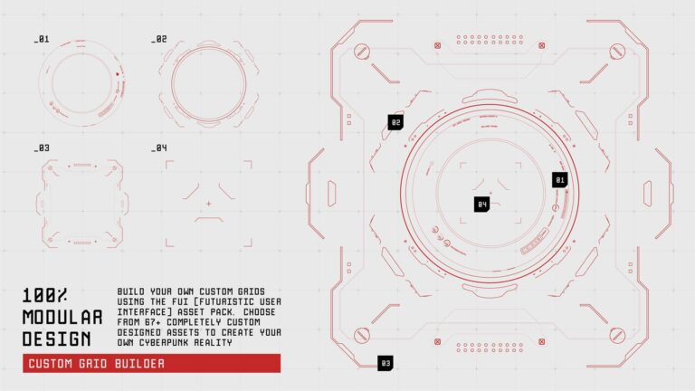 GRID BUILDER: 400+ Cyberpunk FUI Vectors — Icons, Grids & UI Elements