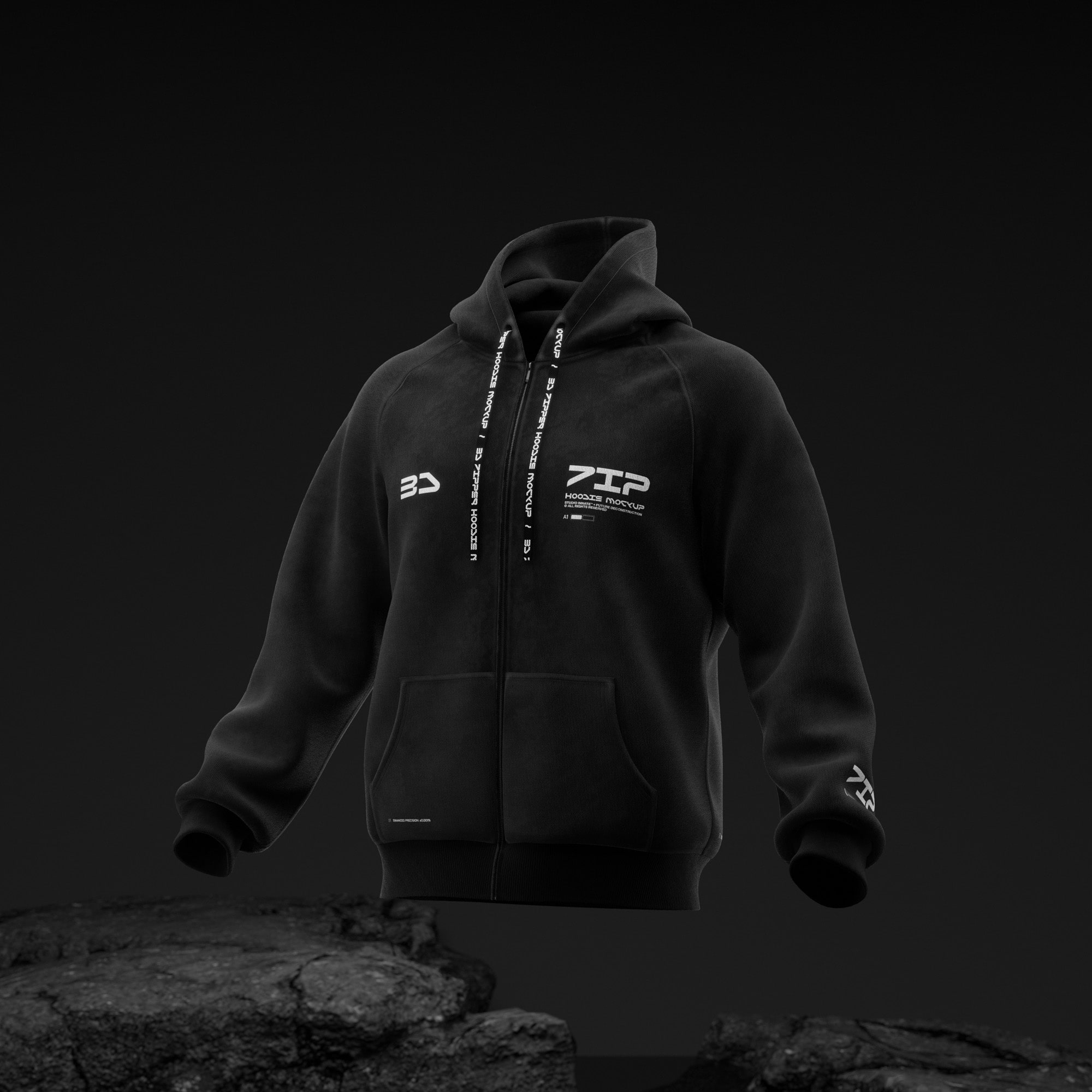 3d zipper hoodie