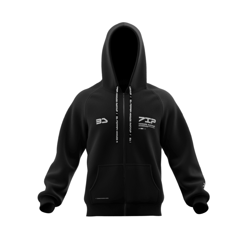 Realistic 3D Zip-Up Hoodie Mockup – Fully Customisable Blender File